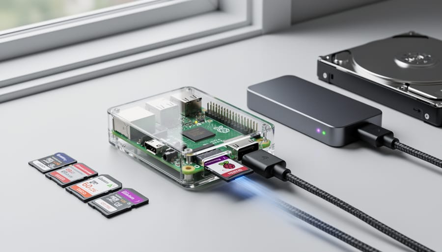 Collection of microSD cards and USB storage devices for Raspberry Pi expansion