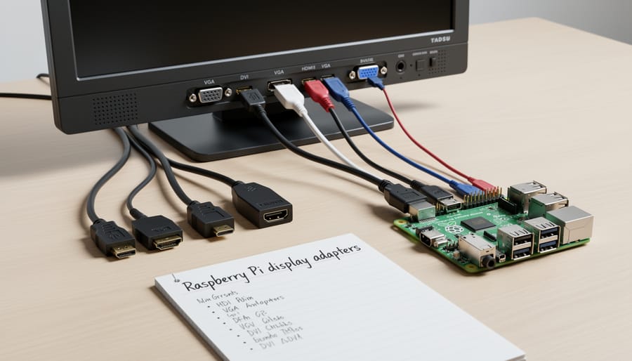Collection of video cable connectors including RCA composite, VGA, DVI, and HDMI cables