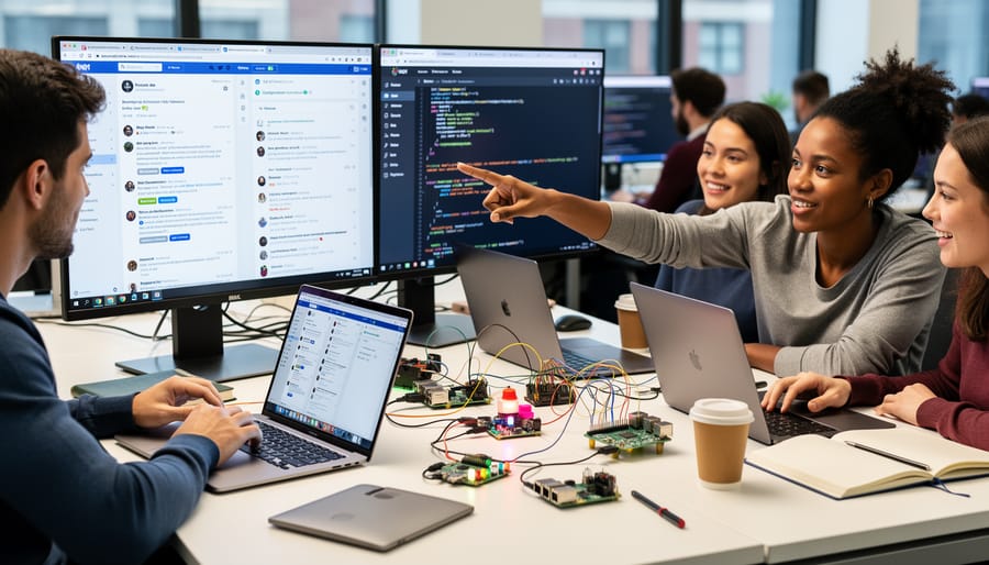 Laptop displaying Raspberry Pi community forums and project sharing websites