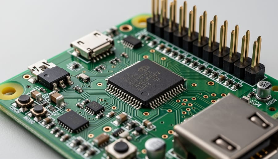 Close-up view of a Raspberry Pi circuit board with detailed components