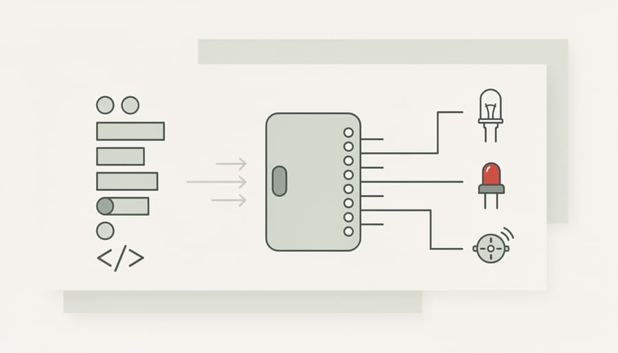 Close-up of Raspberry Pi 400 GPIO beginner circuit with LEDs and jumper wires on a workbench.